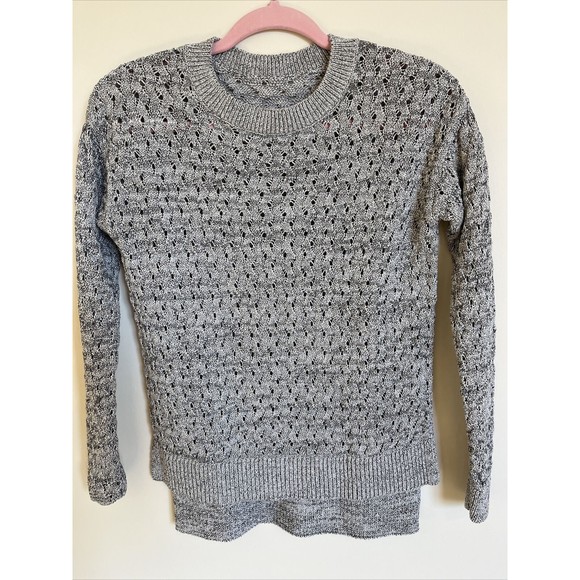 Ann Taylor LOFT Gray Heather Long Sleeve Loose Knit Cable Sweater Small - Picture 1 of 10